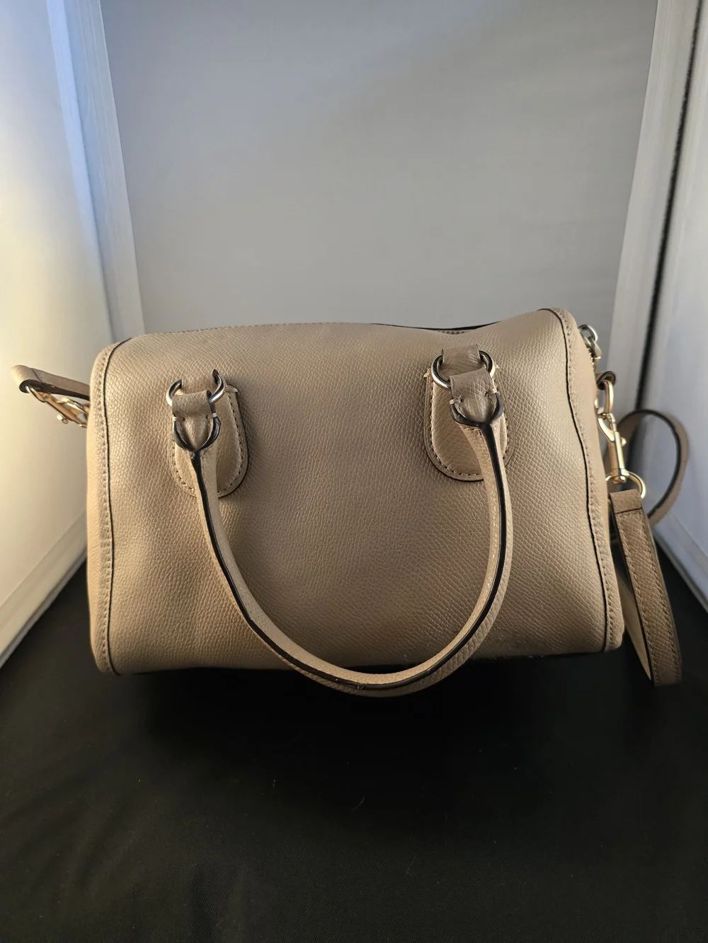 Coach Pebble Leather Satchel Bag in Beige